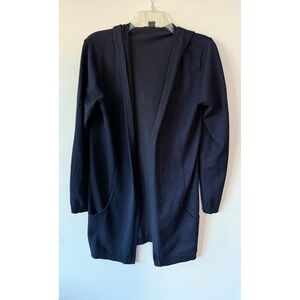 Hayden‎ Park Open Front Hooded Cardigan Longline  Knit Sweater Size M Navy Blue